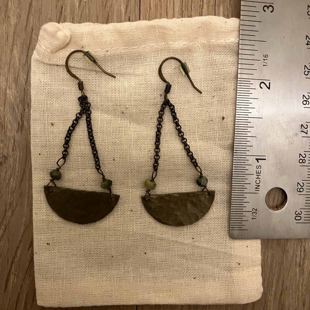 Bronze Green Dangle Earrings *handmade*